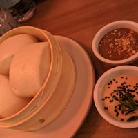 Chinese bread with miso and peanut sauces at Dr. Zhang Dumpling Bar in Barcelona