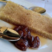 Halva made out of polenta with greek spices and fruits.  at To Stachi in Crete