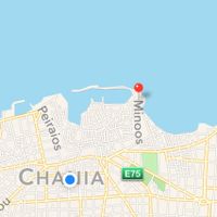 Here's a map which shows how to get there (it's a ten minute walk from the bus station to Minoos).  at To Stachi in Crete