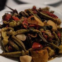 Vegan special: okra in tomato sauce at To Stachi in Crete