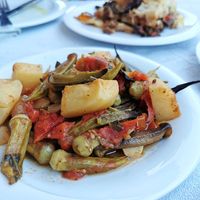 Okra dish at To Stachi in Crete