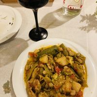 Green beans casserole and a nice glad of wine at To Stachi in Crete