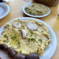 fava (front) and houmous (back)  at To Stachi in Crete