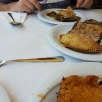 moussaka and spinach appetizers  at To Stachi in Crete