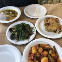 Veggie soup, seasonal greens, Briam, Moussaka  at To Stachi in Crete