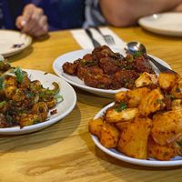 Garlic mogo, chilli garlic mushrooms and ‘chicken’ Manchurian  at The Regency Club in North West London