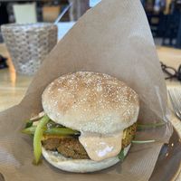 My true vegan burger with falafel patty  at My True Burger and Vegan in Mallorca