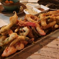 Vegetable tempura. Included many pepper varieties from the region at Restaurante Galoria in Burgos