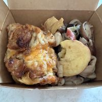 Some kind of lasagna roll and other salads from the deli case.   Delicious!  at The Nuts Exchange in Tokyo