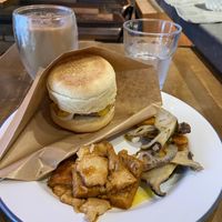 ‘Egg’ muffin and sides  at The Nuts Exchange in Tokyo