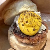 Fake egg burger tamago burger  at The Nuts Exchange in Tokyo