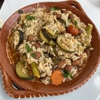 Rice with beans and vegetables at Cantinho Português in Babenhausen