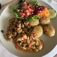 The chunks of soy they bring me joy.  at Fava Mercearia Café in Lagos