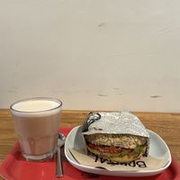 chai latte & vegan bagel  at Boréal Coffee Shop - Talacker in Zurich