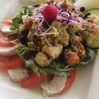 Bread Salad with cashew cheese - very very delicious!! at Max Pett in Munich