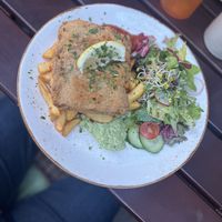 VIENNESE SOY SCHNITZEL With mixed salad  at Max Pett in Munich