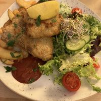 Schnitzel with fries  at Max Pett in Munich