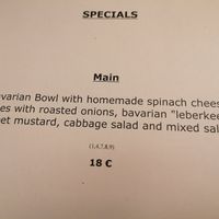 Menu at Max Pett in Munich