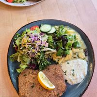 Schnitzel with potato salad at Max Pett in Munich