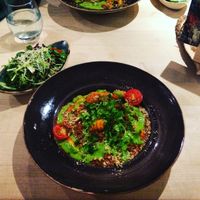 Gnocchi with lentil sauce, rucola pesto and walnuts parmesan at Max Pett in Munich