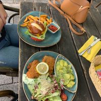 Schnitzel and burger  at Max Pett in Munich