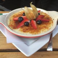Vegan Creme brulee at Max Pett in Munich