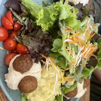 Orient bunter Salat mit Falafel und Kichererbsen-Hummus  at Tante Paula in Fuessen