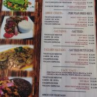 Vegan Menu is on back page of regular menu at Aji Limon in Naples