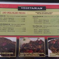 Lunch specials for vegetarian section at Aji Limon in Naples