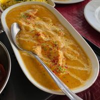 Tofu in a creamy almond sauce with papadums and garlic rice   at Taj Mahal Tandoori in Almunecar