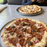 Vegan pizza with vegan cheese, vegan sausage, and vegan pepperoni.  at Al's Pizza in Jacksonville