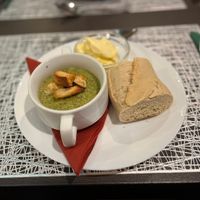 Broccoli soup -Christmas menu   at The Queen Inn in Cwmbran