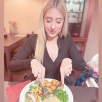 Vegan chicken breast with blue cheese sauce at The Queen Inn in Cwmbran