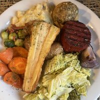 Christmas dinner with juicy marble steak  at The Queen Inn in Cwmbran