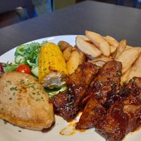 Chicken and bbq ribs at The Queen Inn in Cwmbran