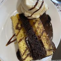 Jaffa orange chocolate fudge cake and ice-cream  at The Queen Inn in Cwmbran
