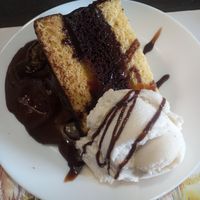 Jaffa orange chocolate fudge cake with ice cream. at The Queen Inn in Cwmbran
