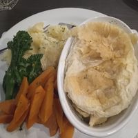 Chicken, leek and bacon pie. at The Queen Inn in Cwmbran