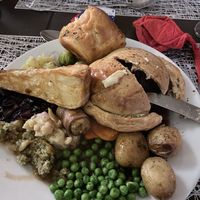 “Beef” wellington with all trimmings  at The Queen Inn in Cwmbran