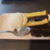 Jaffa Orange Fudge Cake with Ice Cream #Veganuary at The Queen Inn in Cwmbran