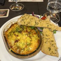 Lasange and garlic bread   at The Queen Inn in Cwmbran