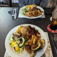 Vegan main courses at The Queen Inn in Cwmbran