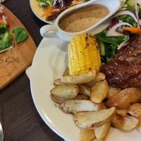 Chicken and Rib combo (with a side order of peppercorn sauce) + Lamb kofta at The Queen Inn in Cwmbran