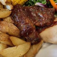Chicken and Rib combo (with a side order of peppercorn sauce) at The Queen Inn in Cwmbran