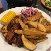 Ch‘ken, ribs, coleslaw and corn on the cob   at The Queen Inn in Cwmbran
