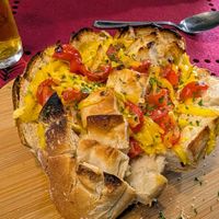 Cheese tearing bread at The Queen Inn in Cwmbran