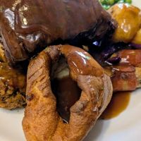 Tournedos Rossini with gravy at The Queen Inn in Cwmbran