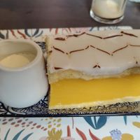 Custard slice with cream at The Queen Inn in Cwmbran