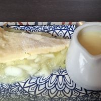 Apple pie with custard at The Queen Inn in Cwmbran
