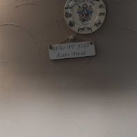 Funny sign inside the restaurant at The Queen Inn in Cwmbran